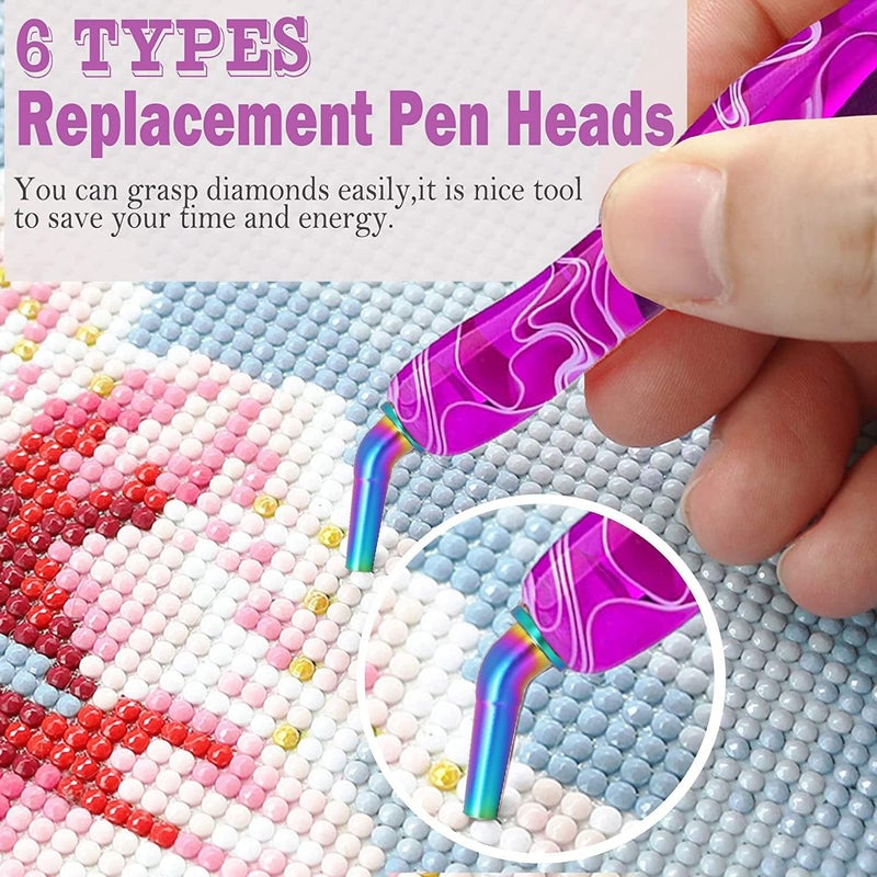 Heyseri Diamond Art Pens, 14pcs Diamond Painting Pen Accessories Tools Set, Stainless Steel Metal Pen Tips, Ergonomic Art Drill Pens, Comfort Grip and Faster Drilling - Image 5